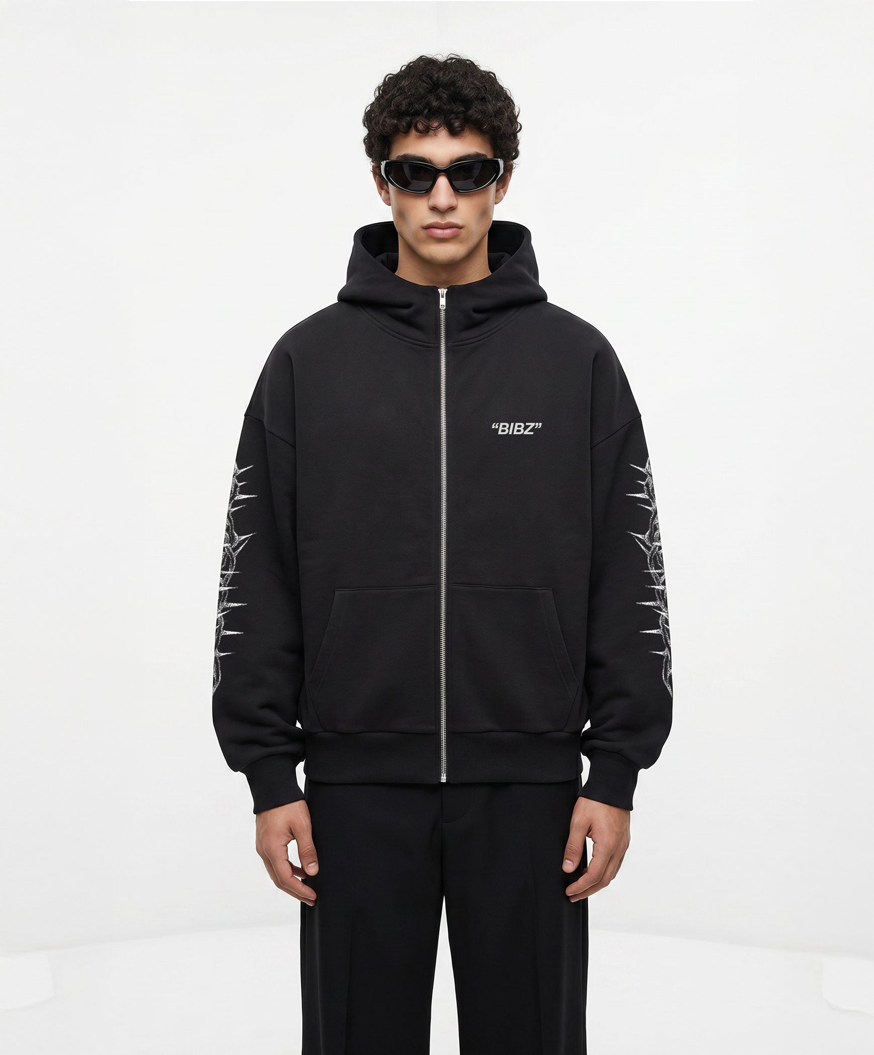 "VINE" BLACK ZIP HOODIE (PRE-ORDER 3 WEEKS)