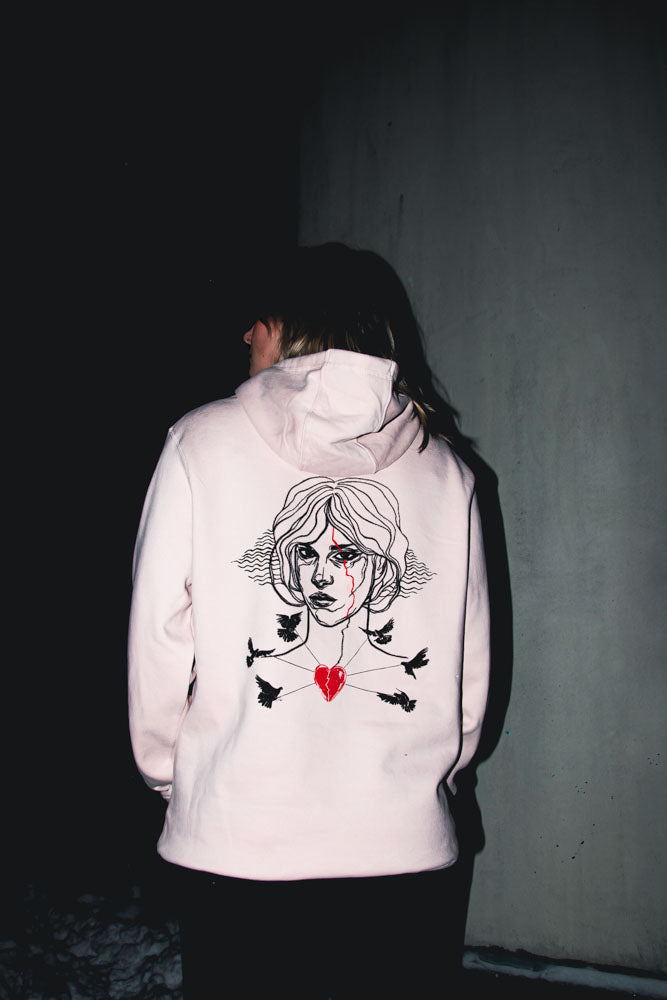 "SPIRIT" UNISEX HOODIE BABY PINK